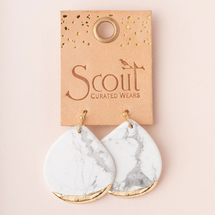 Scout Curated Wears Stone Dipped Teardrop Earring - Howlite/Gold