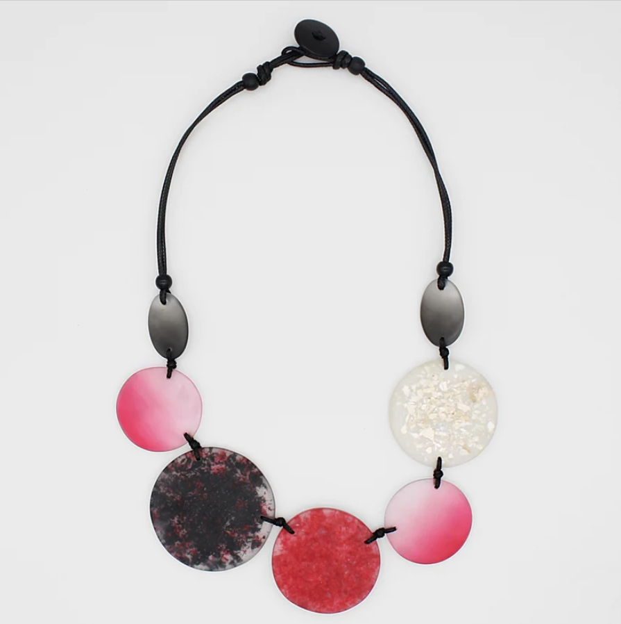 Sylca Designs Red Shimmer Brooke Necklace