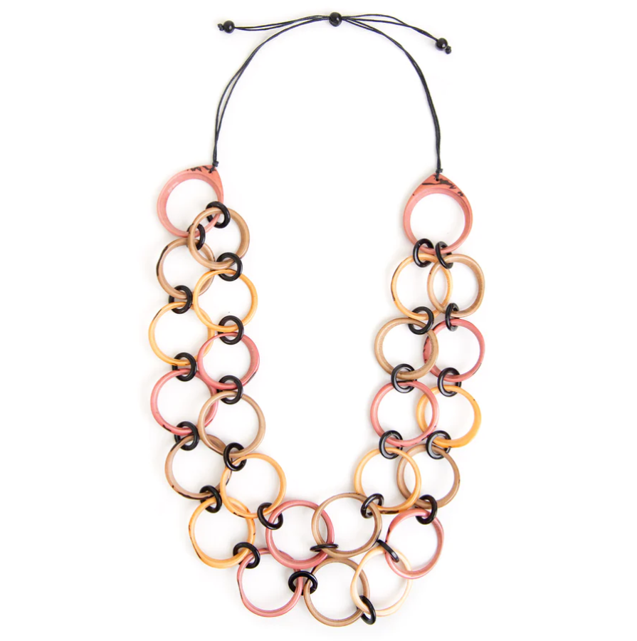 Organic Tagua Ring Of Life Necklace Melon
