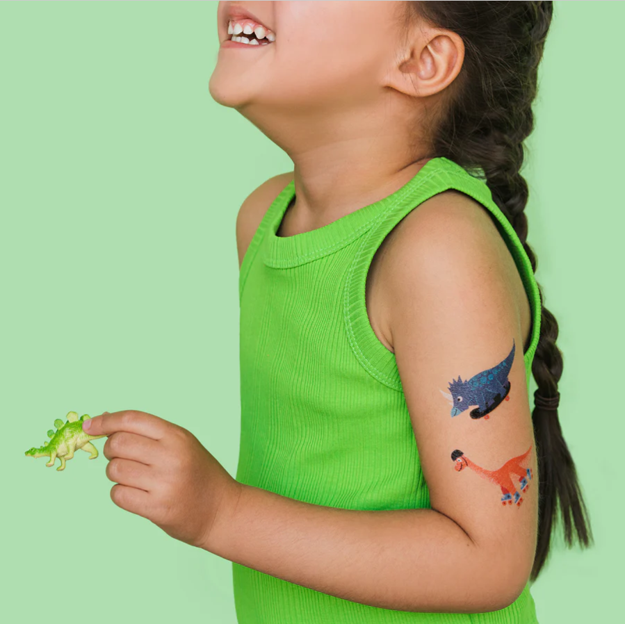 Tattoo For Children With Sparkles Small Dino Temporary Tattoos Sticker For  Children Kids Cartoon Transfer Tattoo Fake Colorful - Sticker - AliExpress