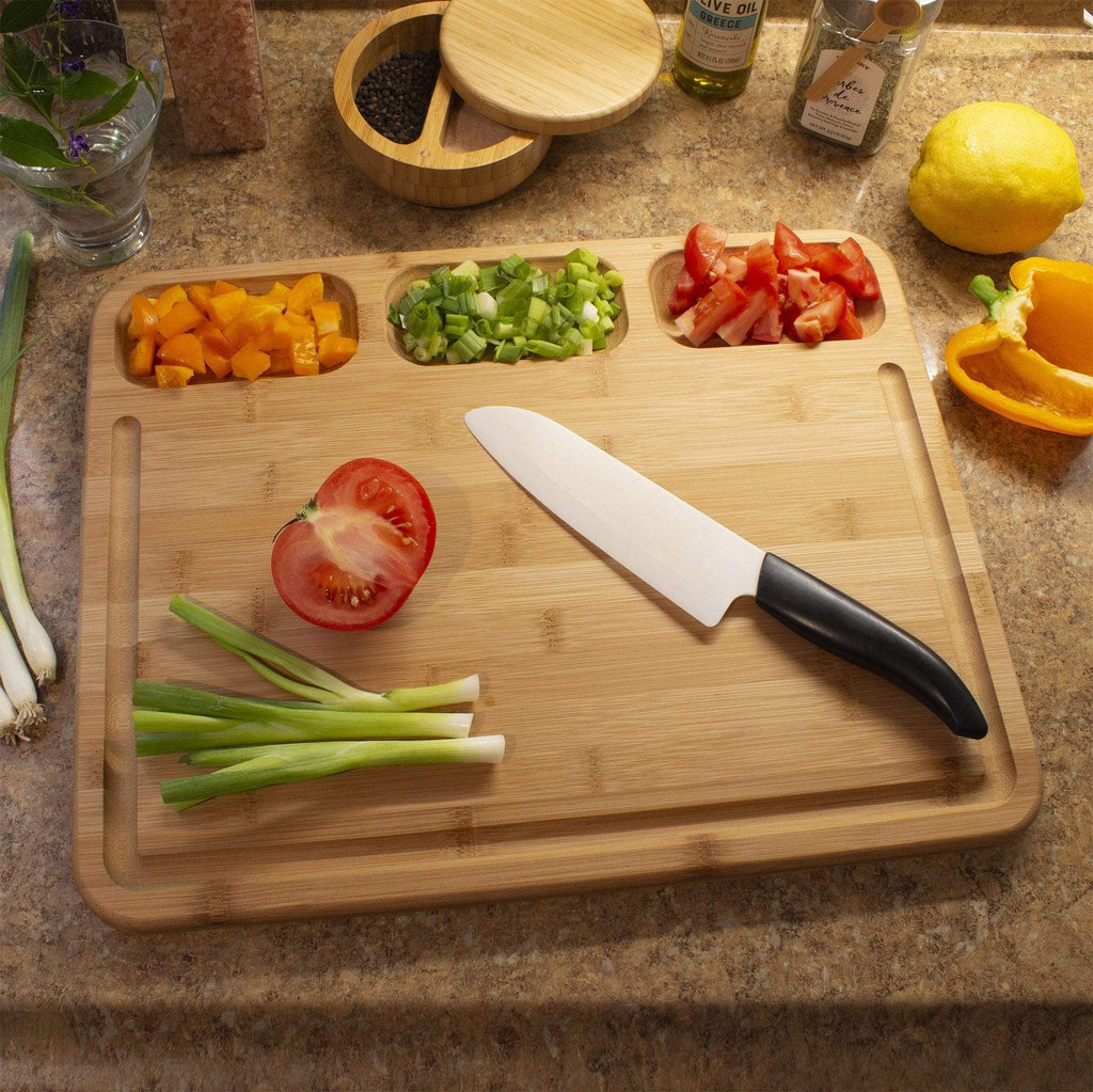 Totally Bamboo 3-Well Kitchen Prep Cutting Board