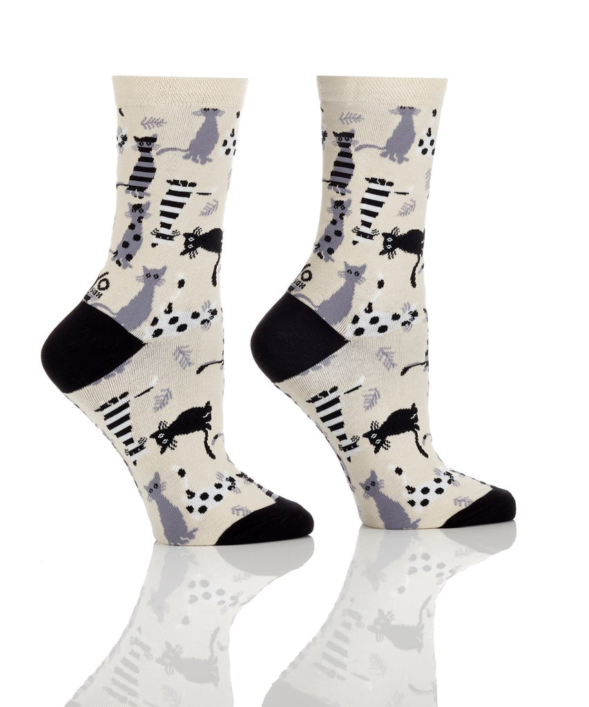 Yo Sox Geometric Cat Crew Socks