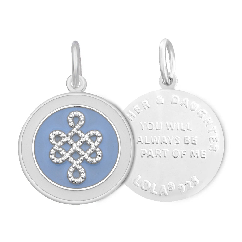 Lola Mother and Daughter pendant. You will always be part of me. Enamel pendant pale blue.