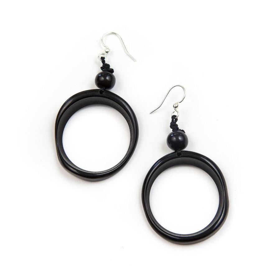 Tagua Ring of Life Earring Onyx